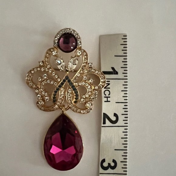 NIB Vintage Purple Rhinestone Brooch - Picture 6 of 8